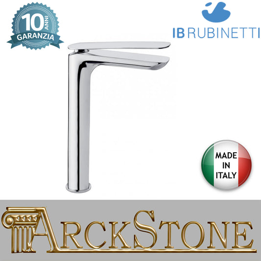 Miscelatore lavabo alto completo di piletta di scarico Click-Clack marca IB rubinetti modello K2 rubinetteria rubinetto ottone cromato bagno casa parete fontana finitura cromo rivenditore autorizzato campania arredamento garanzia 10 anni made in italy 