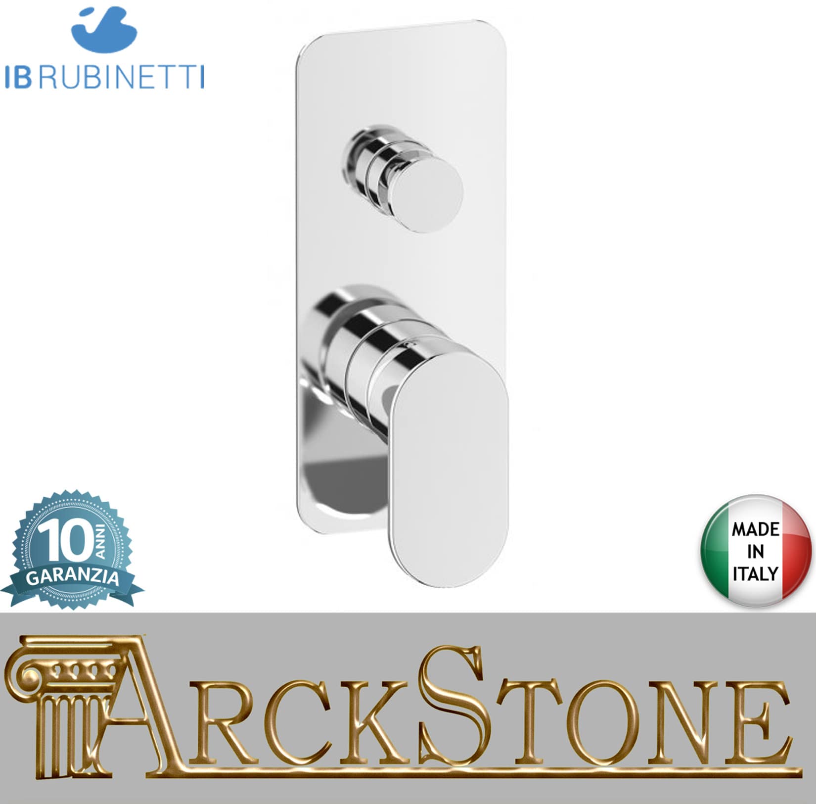 Miscelatore doccia incasso due vie completo marca IB rubinetti modello K2 rubinetteria rubinetto ottone cromato bagno casa parete fontana finitura cromo rivenditore autorizzato campania arredamento garanzia 10 anni azienda certificata