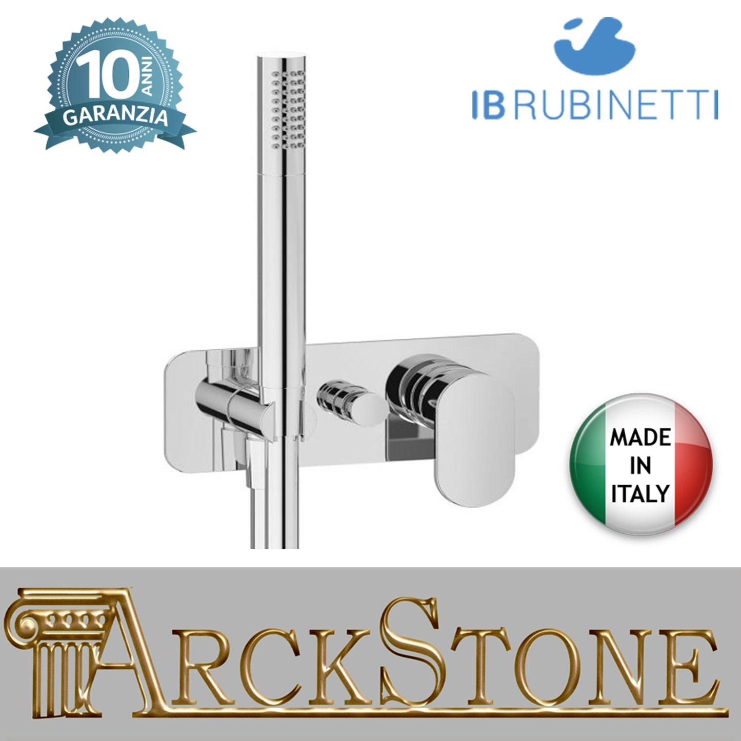 Miscelatore doccia incasso due vie con kit doccia integrato nella placca marca IB rubinetti modello K2 rubinetteria rubinetto ottone cromato bagno casa parete fontana finitura cromo rivenditore autorizzato campania arredamento garanzia 10 anni azienda 