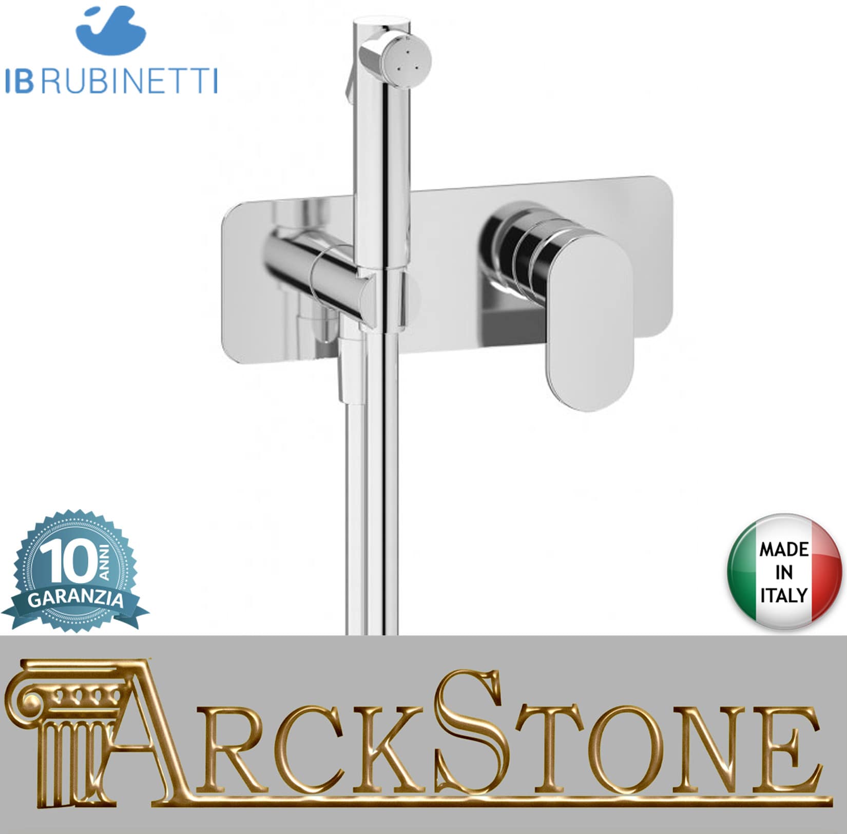 IB Rubinetti K2 Set Di Parti Esterne Incasso A Muro Con Piastra Per Idroscopino Igienico Con Miscelatore Per WC Materiale Ottone Finitura Cromata