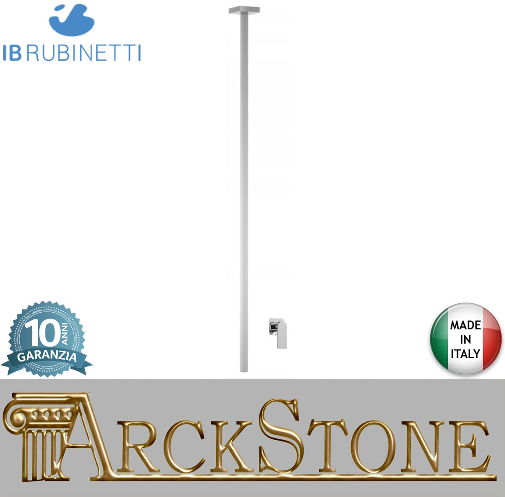 Miscelatore bocca da soffitto alimentata con comando remoto incluso marca IB rubinetti modello K3 rubinetteria rubinetto ottone cromato bagno casa parete fontana finitura cromo rivenditore autorizzato campania arredamento garanzia 10 anni azienda