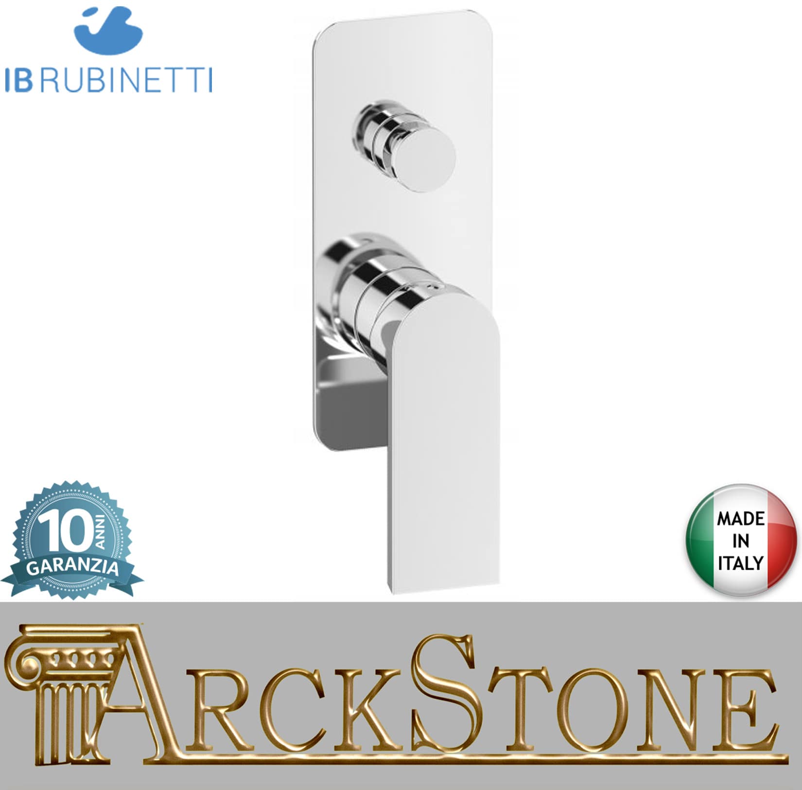 Miscelatore doccia incasso due vie completo marca IB rubinetti modello K3 rubinetteria rubinetto ottone cromato bagno casa parete fontana finitura cromo rivenditore autorizzato campania arredamento garanzia 10 anni azienda certificata qualità