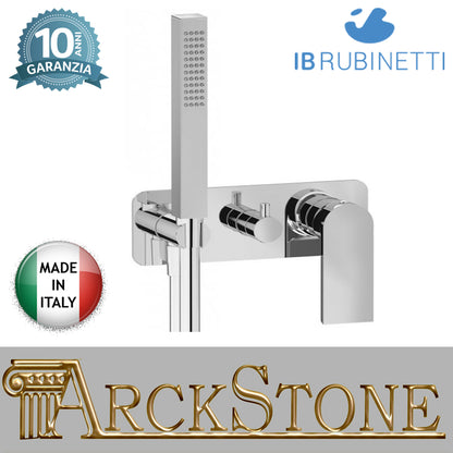 Miscelatore doccia incasso tre vie con kit doccia integrato nella placca marca IB rubinetti modello K3 rubinetteria rubinetto ottone cromato bagno casa parete fontana finitura cromo rivenditore autorizzato campania arredamento garanzia 10 anni azienda