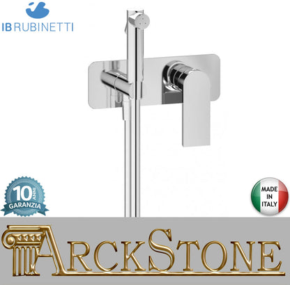 IB Rubinetti K3 Set Di Parti Esterne e Corpo ad Incasso A Muro Con Piastra Per Idroscopino Igienico Con Miscelatore Per WC Materiale Ottone Finitura Cromata