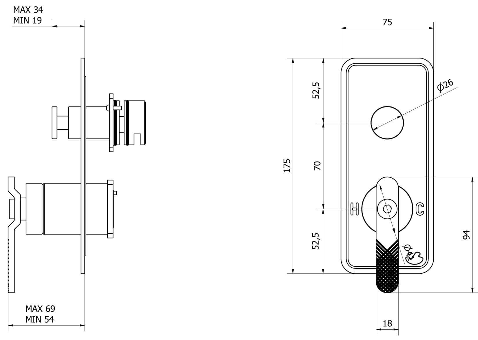 Miscelatore doccia marca IB Rubinetti modello Bold Lever Flat finitura ottone cromato incasso parete due vie deviatore muro rubinetteria arredo bagno cromo azienda mix acqua rivenditore autorizzato campania napoli garanzia 10 anni qualità made in italy