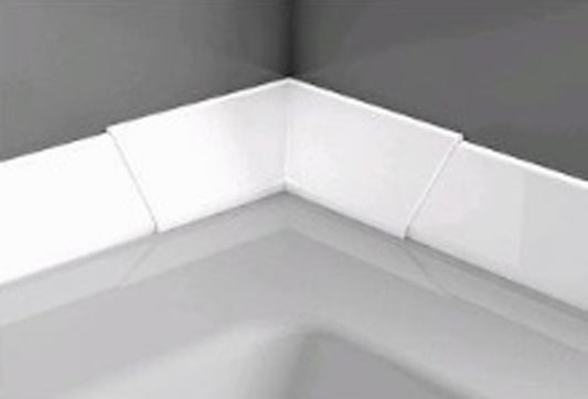 Novellini Profilo di Finitura Rigidi in Plastica 2 lati da 195 cm con 1 Angolare Bianco e 2 tappi di chiusura finali per vasche da Bagno