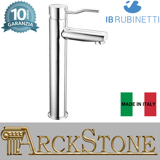 Miscelatore lavabo alto completo di piletta di scarico Click-Clack marca IB rubinetti modello Kusasi rubinetteria rubinetto ottone cromato bagno casa fontana finitura cromo rivenditore autorizzato campania arredamento garanzia 10 anni azienda certificata