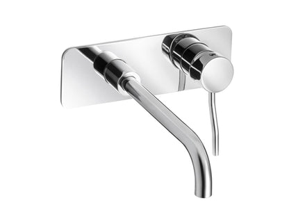 Miscelatore lavabo a parete completo di piletta di scarico Click-Clack marca IB rubinetti modello Kusasi rubinetteria rubinetto ottone cromato bagno fontana finitura cromo rivenditore autorizzato campania arredamento garanzia 10 anni azienda certificato