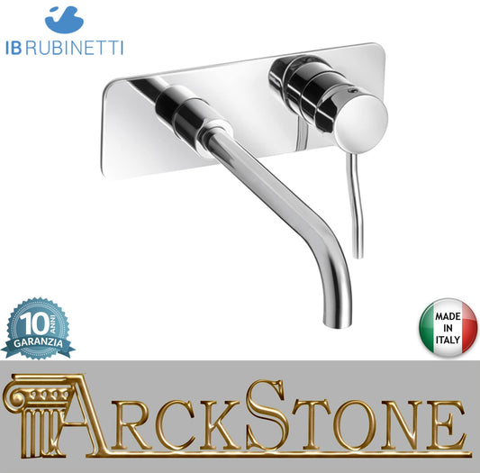 Miscelatore lavabo a parete completo di piletta di scarico Click-Clack marca IB rubinetti modello Kusasi rubinetteria rubinetto ottone cromato bagno fontana finitura cromo rivenditore autorizzato campania arredamento garanzia 10 anni azienda certificato
