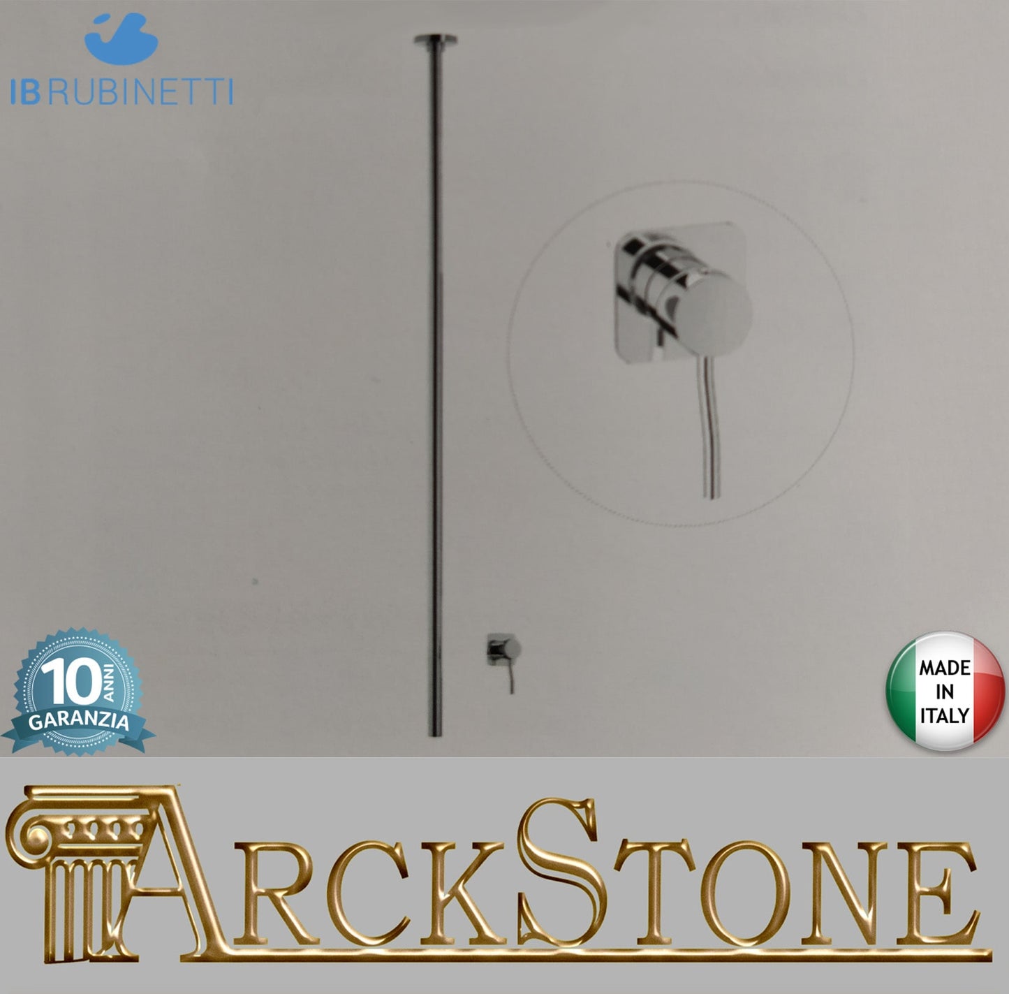 Miscelatore bocca da soffitto alimentata con comando remoto incluso marca IB rubinetti modello Kusasi rubinetteria rubinetto ottone cromato bagno fontana finitura cromo rivenditore autorizzato campania arredamento garanzia 10 anni azienda certificata