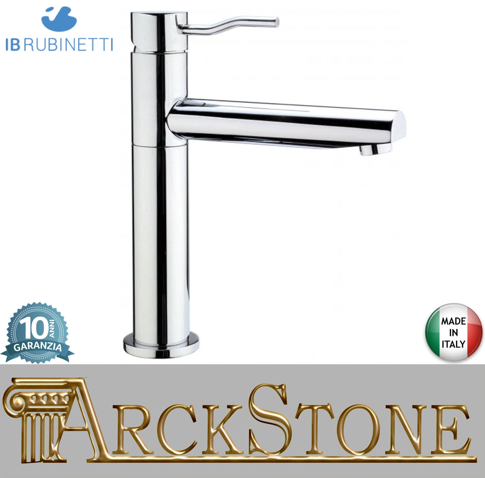 IB Rubinetti KUSASI Miscelatore Lavello Standard Appoggio Monoforo Monocomando Stile Moderno Materiale Ottone Finitura Cromata