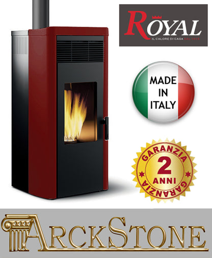 Stufa Pellet Aria Ventilata Canalizzabile Royal Palazzetti Lea Air 90 US Rosso 9,9 Kw Con Uscita Fumi Superiore