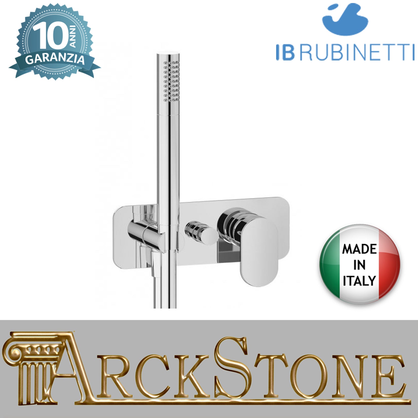 Miscelatore doccia incasso due vie con kit doccia integrato nella placca marca IB rubinetti modello LoveMe rubinetteria rubinetto ottone cromato bagno fontana finitura cromo rivenditore autorizzato campania arredamento garanzia 10 anni made in italy 