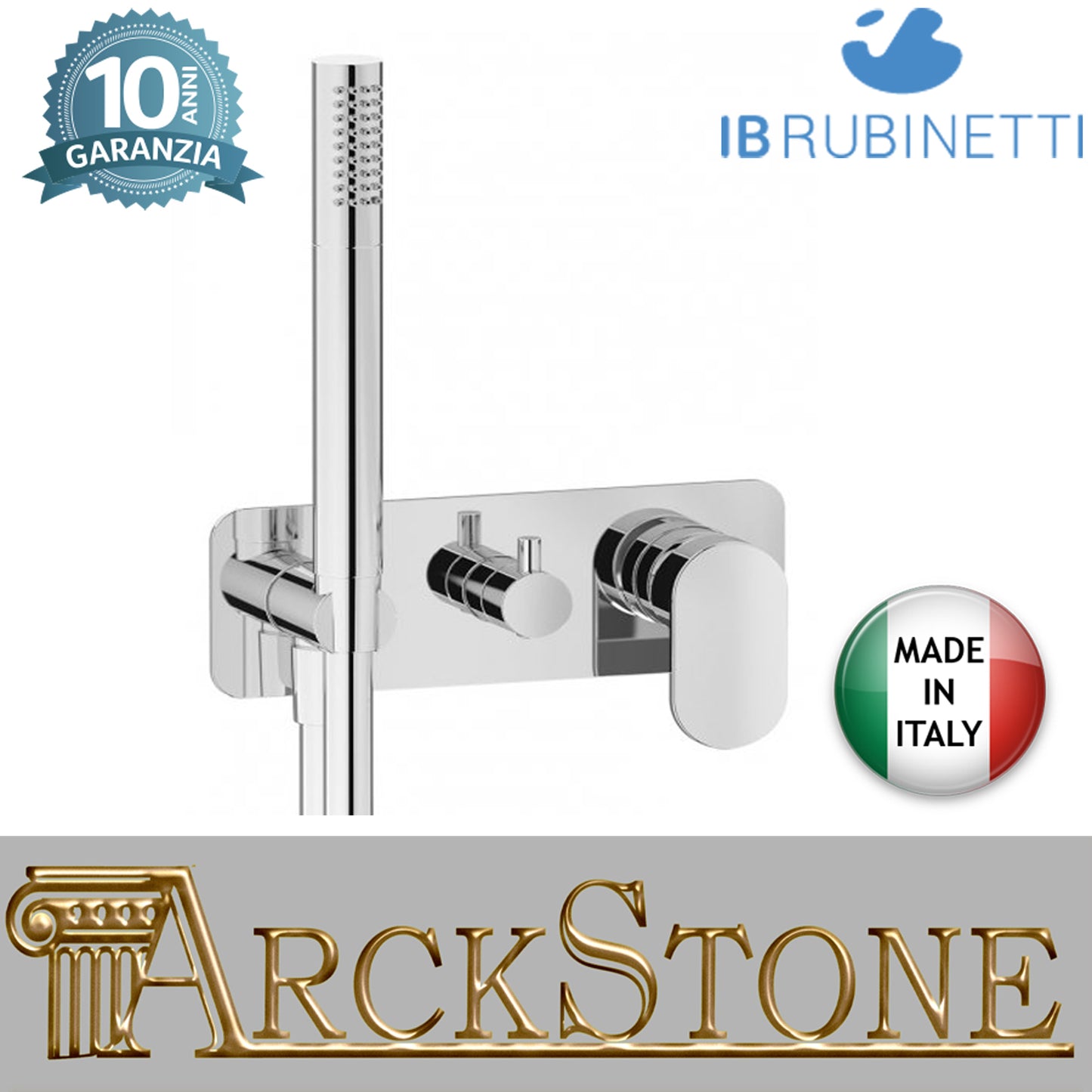 Miscelatore doccia incasso tre vie con kit doccia integrato nella placca marca IB rubinetti modello LoveMe rubinetteria rubinetto ottone cromato bagno fontana finitura cromo rivenditore autorizzato campania arredamento garanzia 10 anni made in italy 