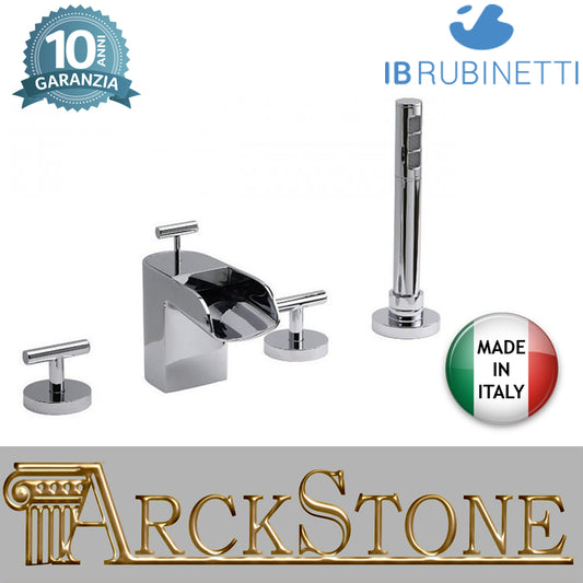 Miscelatore bordo vasca da appoggio quattro fori con kit doccia marca IB rubinetti modello LoveMe rubinetteria rubinetto ottone cromato bagno fontana finitura cromo rivenditore autorizzato campania arredamento qualità made in italy azienda certificata