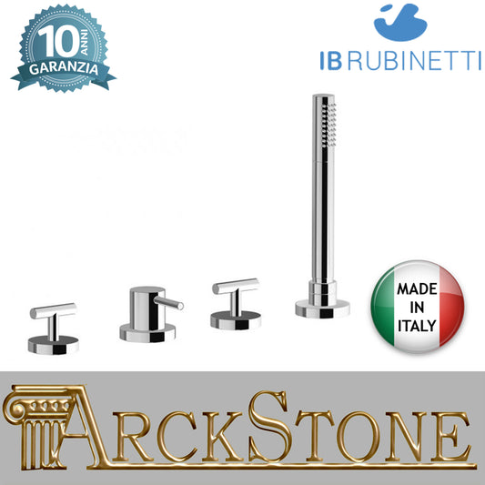 Miscelatore Bordo vasca quattro fori con uscita per colonna riempimento marca IB rubinetti modello LoveMe rubinetteria rubinetto ottone cromato bagno fontana finitura cromo rivenditore autorizzato campania arredamento qualità made in italy azienda 
