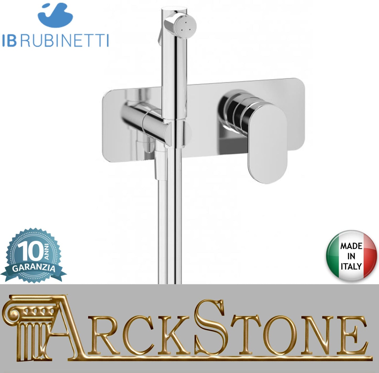IB Rubinetti LOVEME Set Di Parti Esterne e Corpo ad Incasso A Muro Con Piastra Per Idroscopino Igienico Con Miscelatore Per WC Materiale Ottone Finitura Cromata