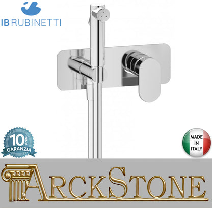 IB Rubinetti LOVEME Set Di Parti Esterne e Corpo ad Incasso A Muro Con Piastra Per Idroscopino Igienico Con Miscelatore Per WC Materiale Ottone Finitura Cromata
