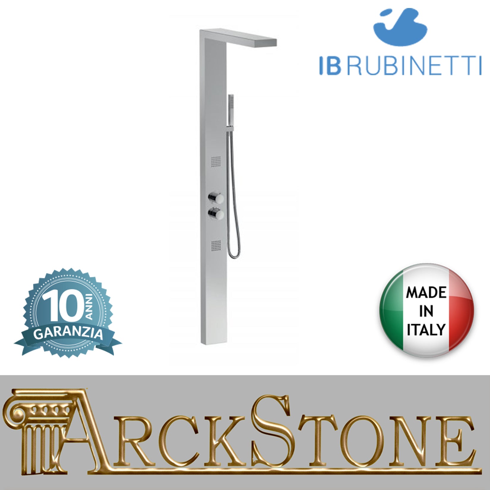 Colonna doccia Idromassaggio termostatica a parete in acciaio lucido con soffione anticalcare, doppio body jet integrato anticalcare, doccia in ottone con flessibile Cromolux marca IB rubinetti modello Monamour cromato finitura cromo doccione rivenditore 