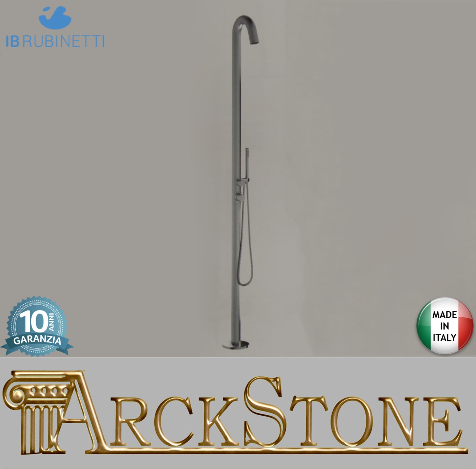 IB Rubinetti SHOWER COLUMNS Gruppo Colonna Doccia Attrezzata Multifunzione A Pavimento Da Terra Miscelatore Meccanico Materiale Acciaio Finitura Nickel Spazzolato Senza Idromassaggio Con Doccetta E Flessibile