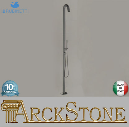 IB Rubinetti SHOWER COLUMNS Gruppo Colonna Doccia Attrezzata Multifunzione A Pavimento Da Terra Miscelatore Meccanico Materiale Acciaio Finitura Nickel Spazzolato Senza Idromassaggio Con Doccetta E Flessibile