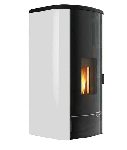 Termo Stufa Pellet Ermetica Palazzetti Mirella Idro 15 Potenza 15,4 kW Rivestimento Colore Bianco