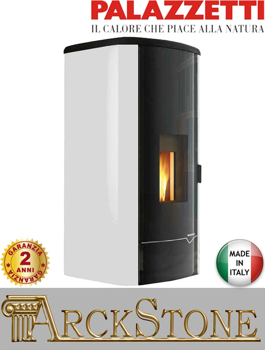 Termo Stufa Pellet Ermetica Palazzetti Mirella Idro 10 Potenza 9,3 kW Rivestimento Colore Bianco