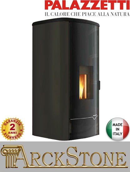 Termo Stufa Pellet Ermetica Palazzetti Mirella Idro 10 Potenza 9,3 kW Rivestimento Colore Moka