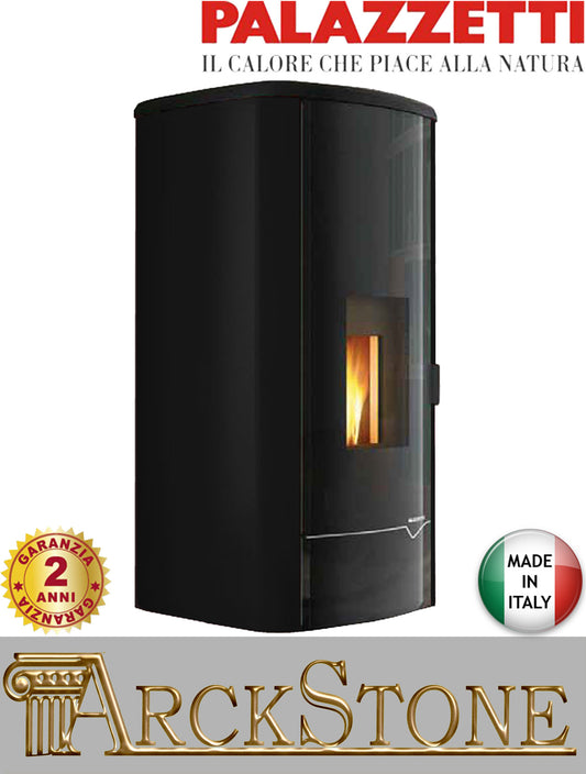 Termo Stufa Pellet Ermetica Palazzetti Mirella Idro 10 Potenza 9,3 kW Rivestimento Colore Nero