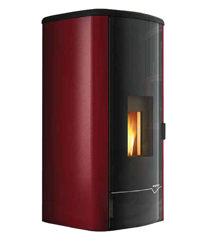 Termo Stufa Pellet Ermetica Palazzetti Mirella Idro 10 Potenza 9,3 kW Rivestimento Colore Rosso