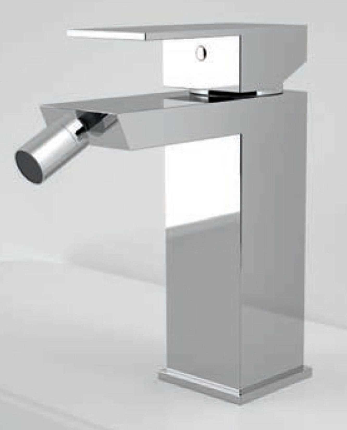 Novellini Serie Fly 2 Rubinetto Miscelatore Monocomando 1 Leva Manopola Monoforo 1 Foro Appoggio Bidet Ottone Cromato Compreso di Piletta di Scarico Click - Clack