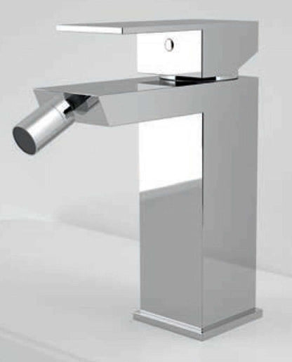 Novellini Serie Fly 2 Rubinetto Miscelatore Monocomando 1 Leva Manopola Monoforo 1 Foro Appoggio Bidet Ottone Cromato Compreso di Piletta di Scarico Click - Clack