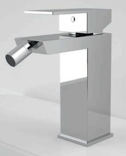 Novellini Serie Fly 2 Rubinetto Miscelatore Monocomando 1 Leva Manopola Monoforo 1 Foro Appoggio Bidet Ottone Cromato Compreso di Piletta di Scarico Click - Clack