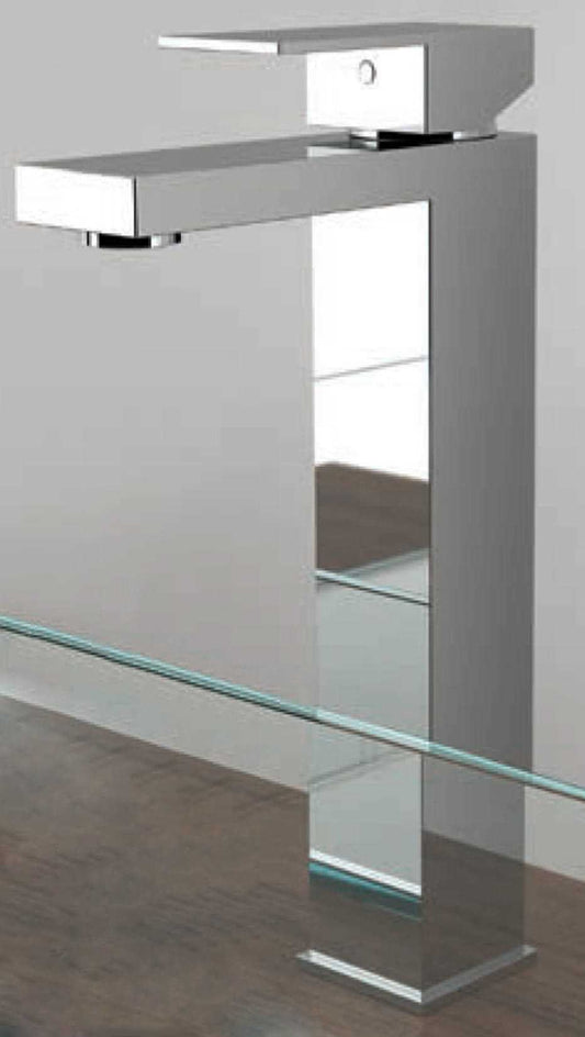 Novellini Serie Fly 2 Rubinetto Miscelatore Monocomando Lavabo Alto Completo di Piletta di scarico Click-Clack Ottone Cromato