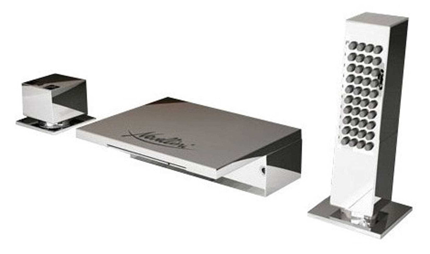 Novellini Serie Fly 2 Miscelatore Rubinetteria Progressiva 3 Fori Rubinetto Bordo Vasca 2 Funzioni Bocca Cascata Doccetta Estraibile