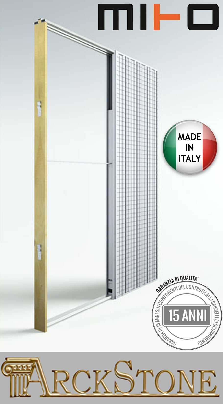 Mito Classico Controtelaio Porte Scorrevoli Intonaco Muratura Scorrimento Interno Base Parete giunto elastico lamella irrigidimento Telaio barra kit carrello guida innesto rapida montaggio cuscinetto garanzia 15 Anni 60x210x10,5 cm