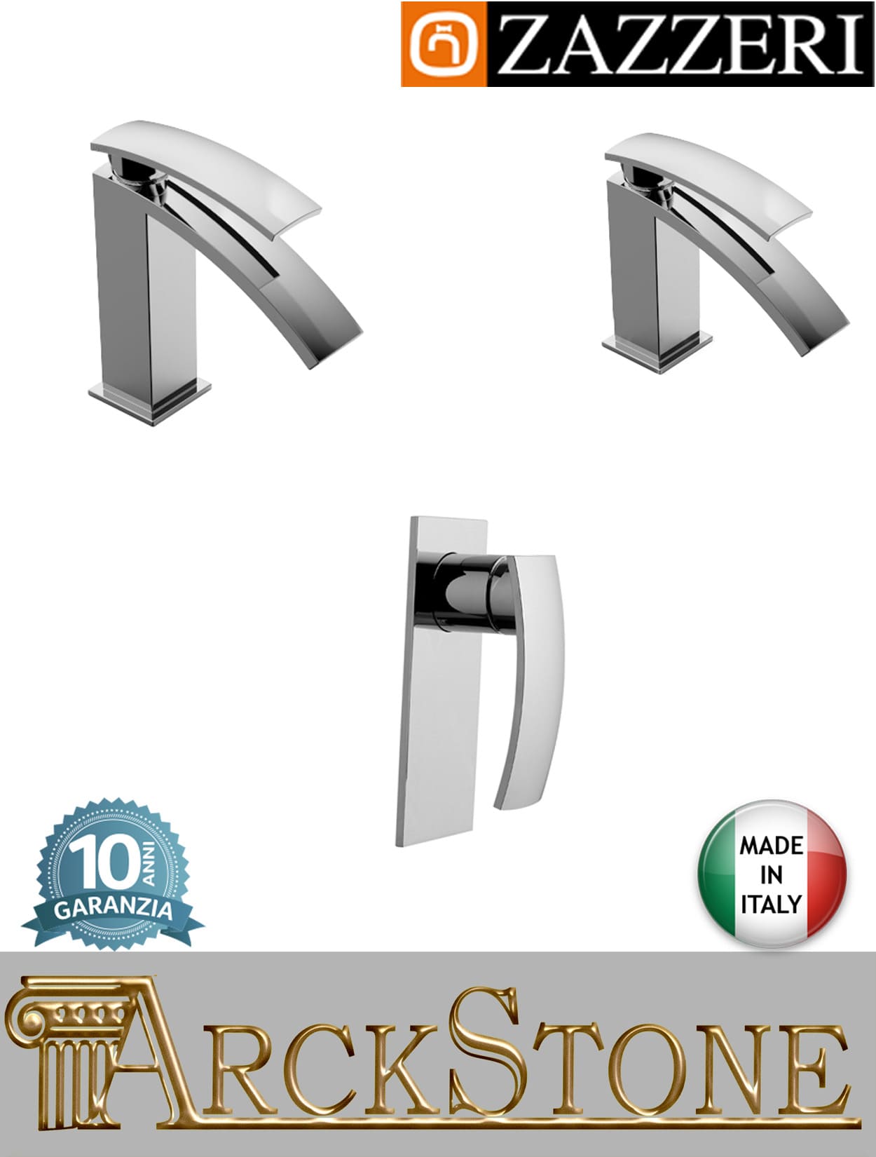 Rubinetteria bagno completa marca Zazzeri modello Moon Mono finitura ottone cromato miscelatore lavabo bidet appoggio Doccia Incasso monoforo parete incasso rubinetto doccetta flessibile attacco muro arredo mix acqua fontana garanzia 10 anni