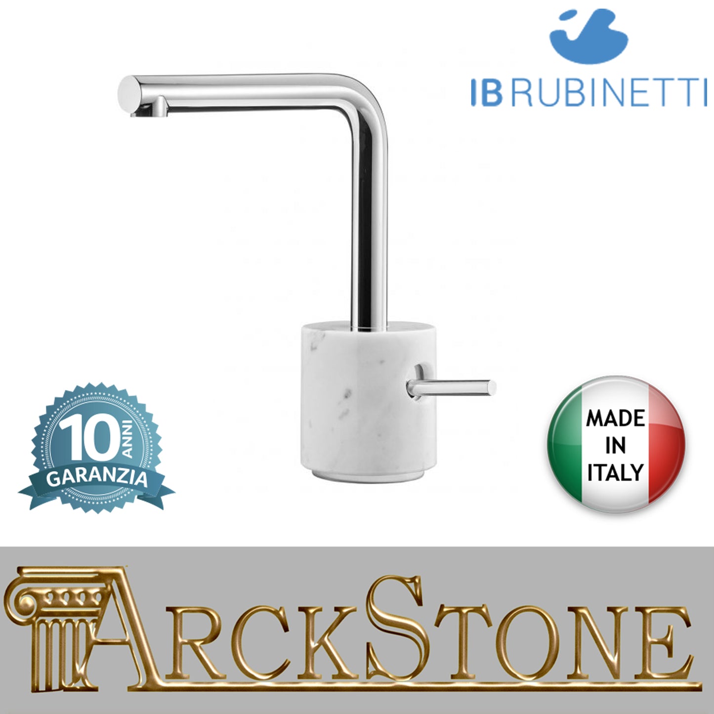 Miscelatore lavabo monoforo marmo bianco Carrara marca IB rubinetti modello Marmo L rubinetteria rubinetto ottone cromato bagno fontana finitura cromo rivenditore autorizzato campania arredamento qualità garanzia 10 anni made in italy azienda certificata