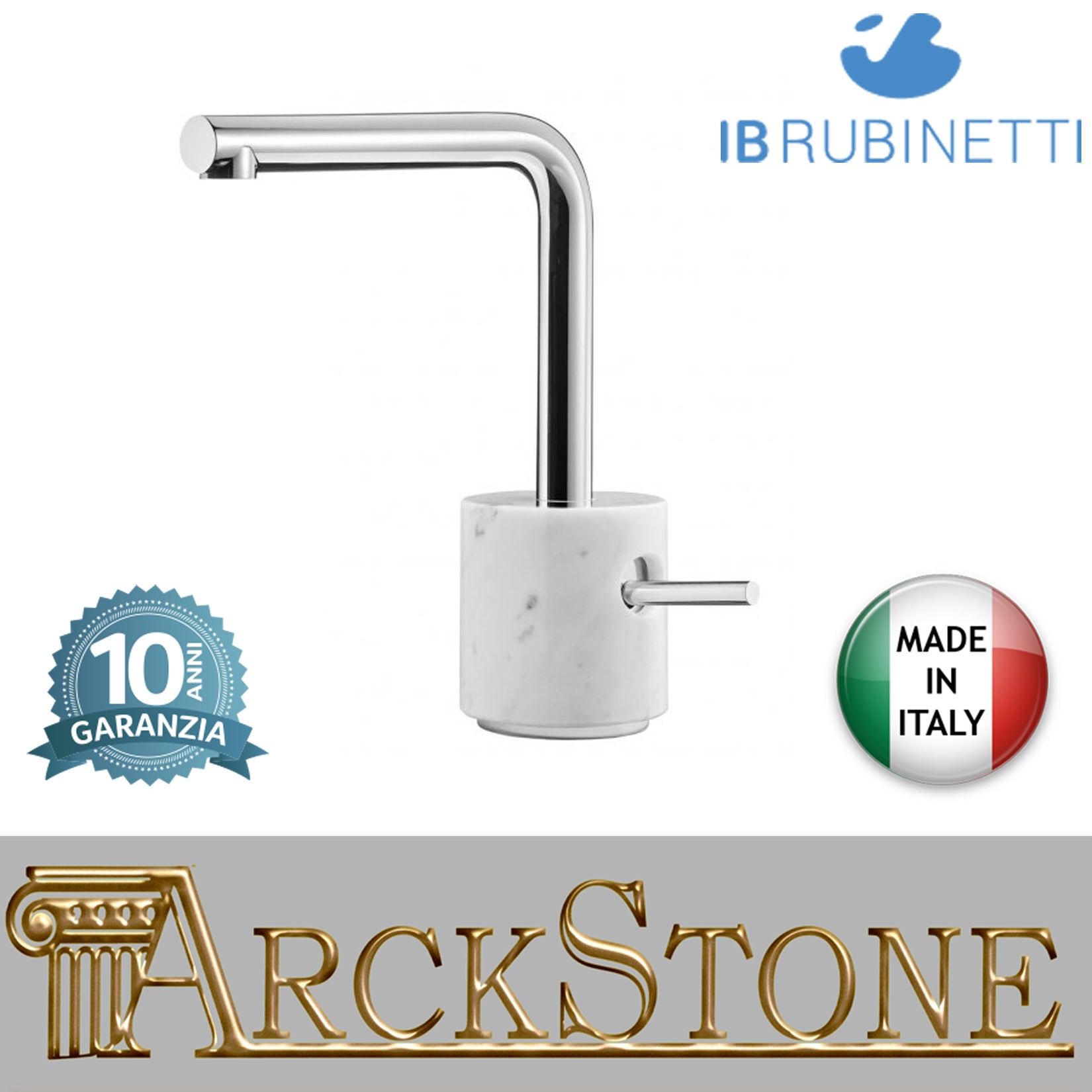 Miscelatore lavabo monoforo marmo bianco Carrara marca IB rubinetti modello Marmo L rubinetteria rubinetto ottone cromato bagno fontana finitura cromo rivenditore autorizzato campania arredamento qualità garanzia 10 anni made in italy azienda certificata