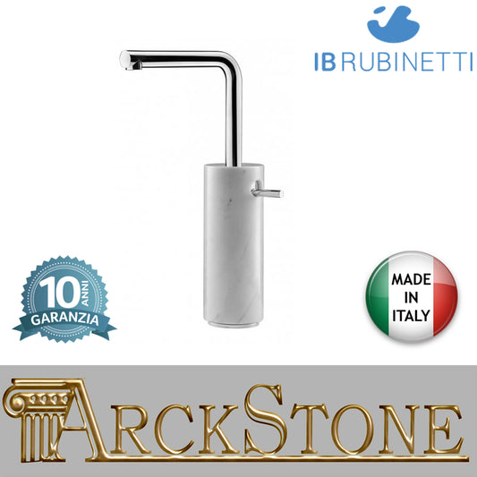 Miscelatore lavabo alto monoforo marmo bianco Carrara marca IB rubinetti modello Marmo L rubinetteria rubinetto ottone cromato bagno fontana finitura cromo rivenditore autorizzato campania arredamento garanzia 10 anni made in italy azienda certificata
