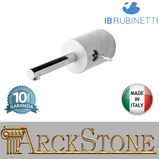 Miscelatore lavabo a parete monoforo marmo bianco Carrara marca IB rubinetti modello Marmo L rubinetteria rubinetto ottone cromato bagno fontana finitura cromo rivenditore autorizzato campania arredamento garanzia 10 anni made in italy azienda certificata