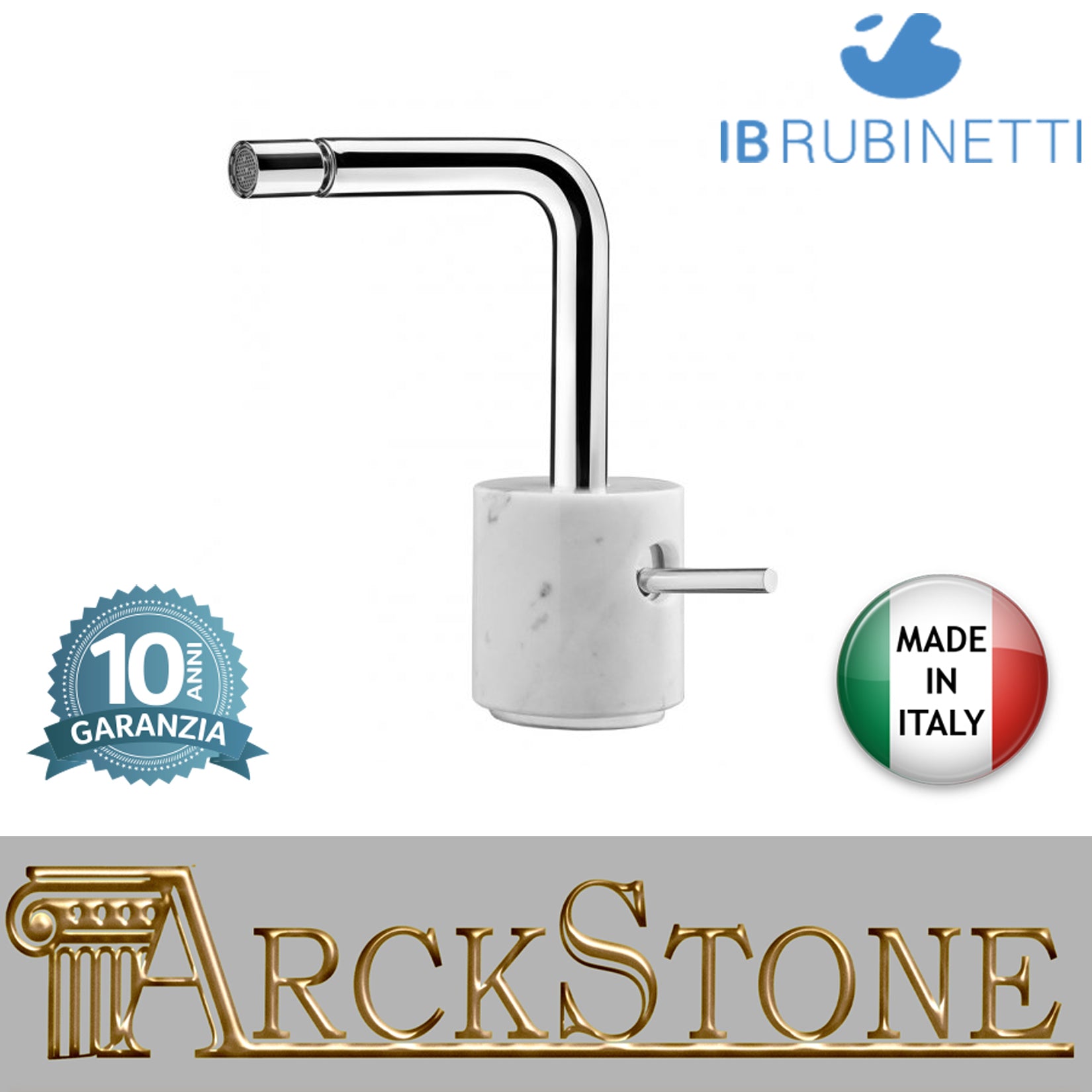 Miscelatore bidet monoforo marmo bianco Carrara marca IB rubinetti modello Marmo L rubinetteria rubinetto ottone cromato bagno fontana finitura cromo rivenditore autorizzato campania arredamento garanzia 10 anni made in italy azienda certificata qualità