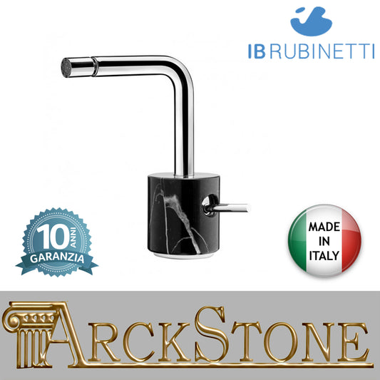 Miscelatore bidet monoforo marmo nero Marquina marca IB rubinetti modello Marmo L rubinetteria rubinetto ottone cromato bagno fontana finitura cromo rivenditore autorizzato campania arredamento qualità garanzia 10 anni made in italy azienda certificata