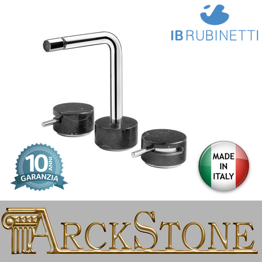 Miscelatore bidet bocca d'erogazione esterna tre fori marmo nero Marquina marca IB rubinetti modello Marmo L rubinetteria rubinetto ottone cromato bagno fontana finitura cromo rivenditore autorizzato campania arredamento qualità garanzia 10 anni