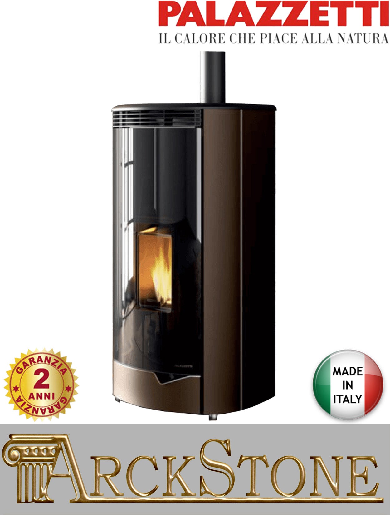 Stufa Pellet Aria Ventilata Ecofire Ermetica Palazzetti Marianne 9 US Potenza 9,1 kW Moka