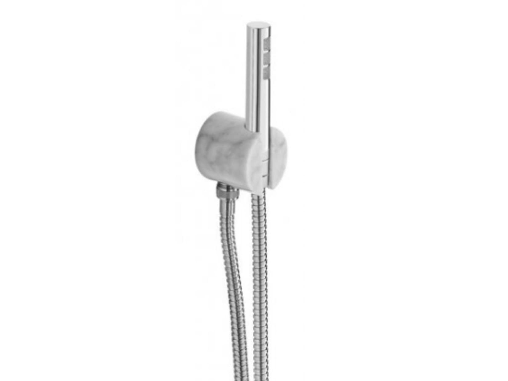 IB Rubinetti SHOWER & CO Duplex Marmo Presa Tonda In Marmo Bianco Di Carrara Doccetta Tonda Monogetto Flessibile Stile Classico Materiale Doccetta Metallo Finitura Cromata