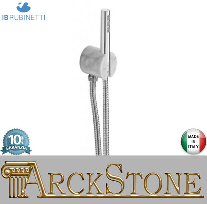 IB Rubinetti SHOWER & CO Duplex Marmo Presa Tonda In Marmo Bianco Di Carrara Doccetta Tonda Monogetto Flessibile Stile Classico Materiale Doccetta Metallo Finitura Cromata