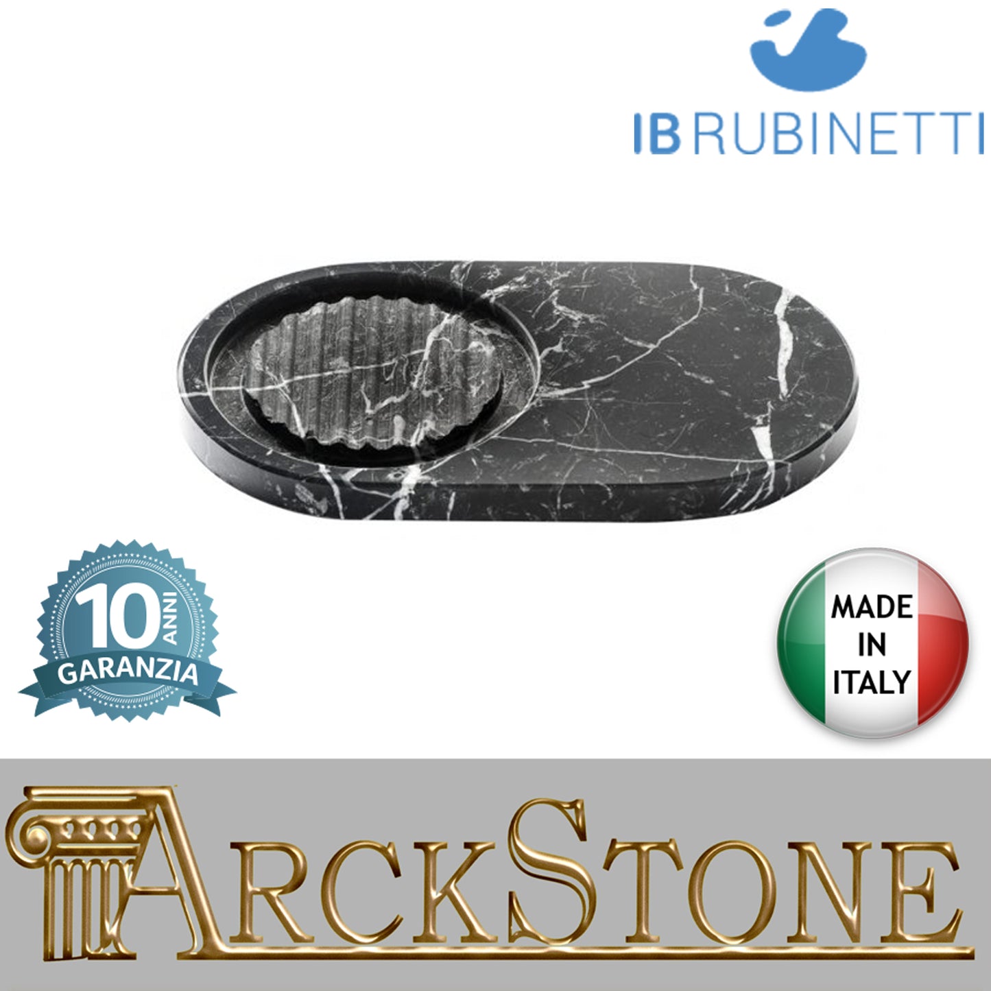 Porta sapone e posa oggetti marca IB rubinetti modello Marmo finitura Marmo nero Marquina rivenditore autorizzato vassoio parete accessori bagno arredamento campania garanzia 10 anni azienda certificata made in italy