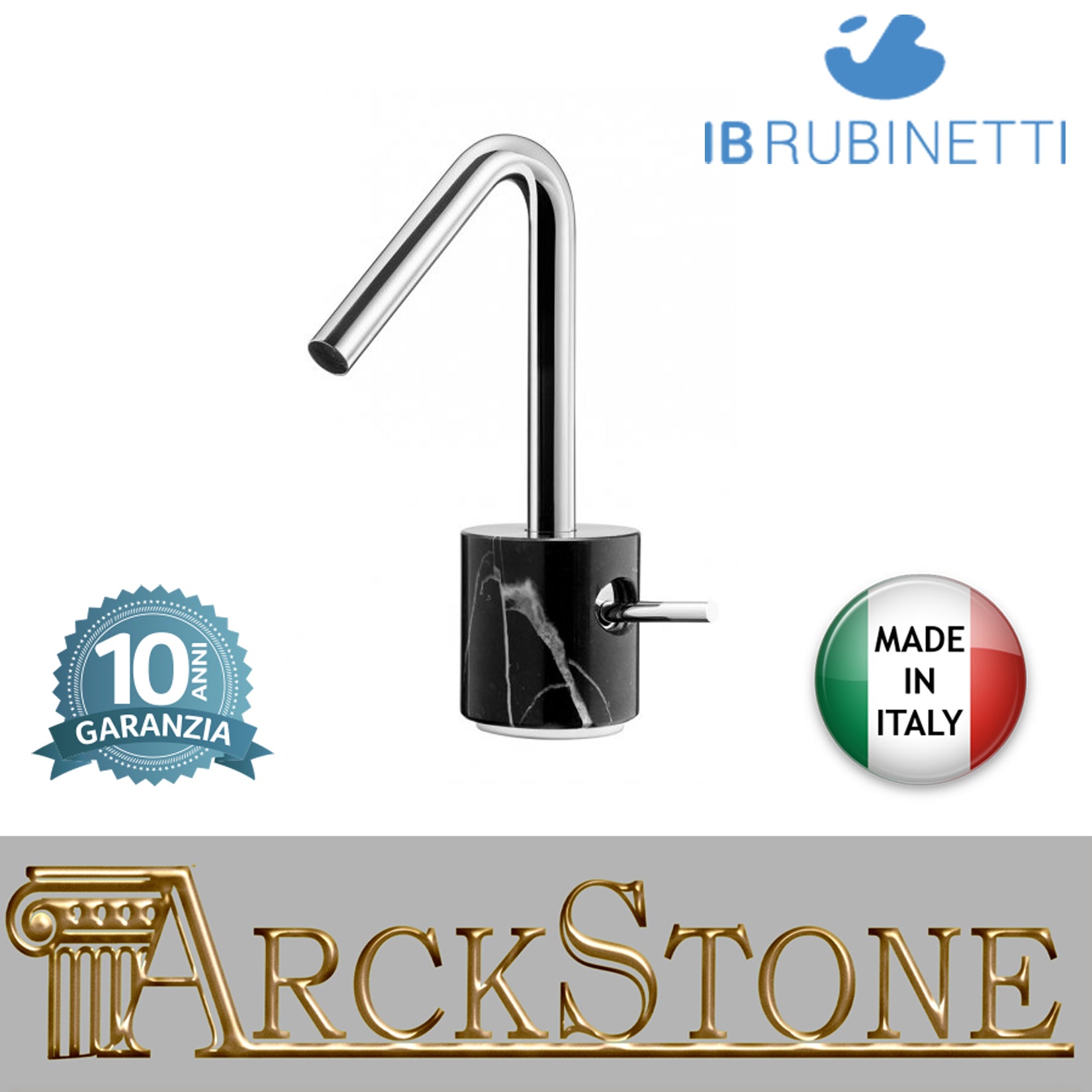 Miscelatore lavabo con marmo nero Marquina marca IB rubinetti modello Marmo rubinetteria rubinetto ottone cromato bagno fontana finitura cromo rivenditore autorizzato campania arredamento qualità made in italy azienda certificata
