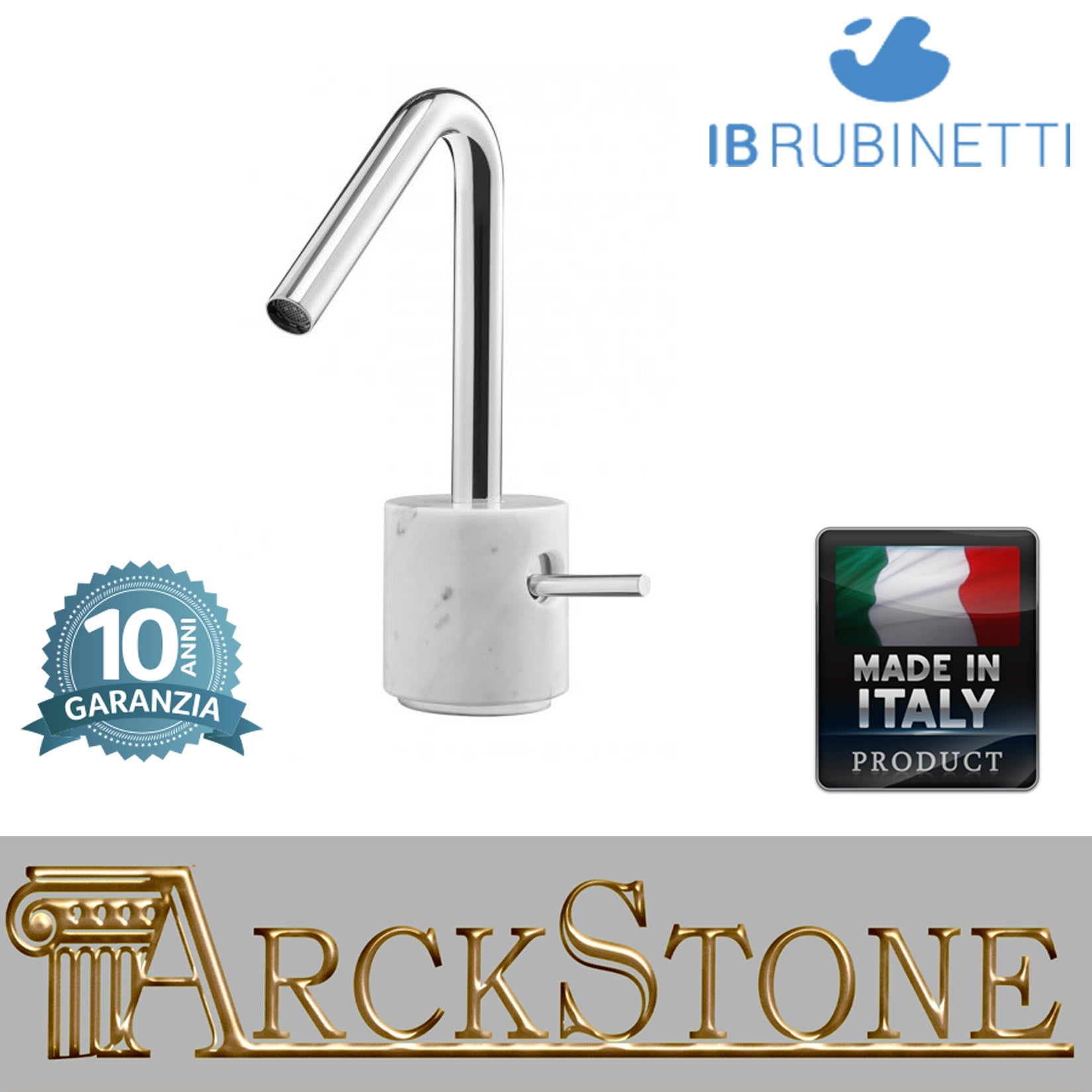 Miscelatore lavabo con marmo bianco Carrara marca IB rubinetti modello Marmo rubinetteria rubinetto ottone cromato bagno fontana finitura cromo rivenditore autorizzato campania arredamento qualità made in italy azienda certificata